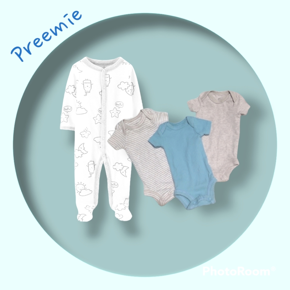 Carter's Sleep & Play & 3pc Onesies Size Preemie (Up to 6 lbs)